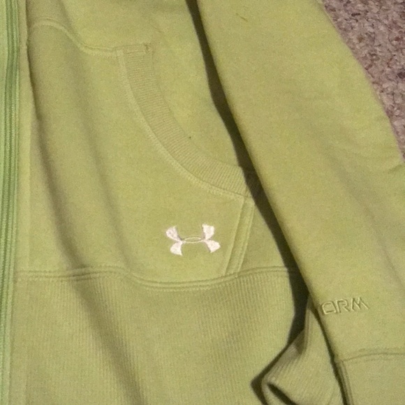 Lime green Under Amour zip up hoodie - Picture 2 of 4